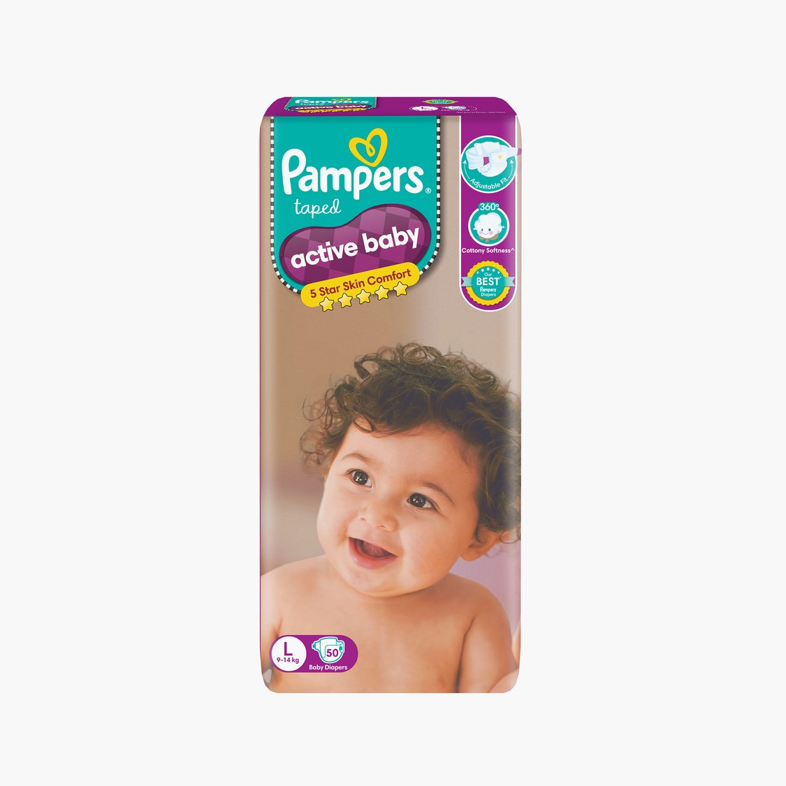 Pampers Active Baby Taped Diaper - Size L - 50 Pcs