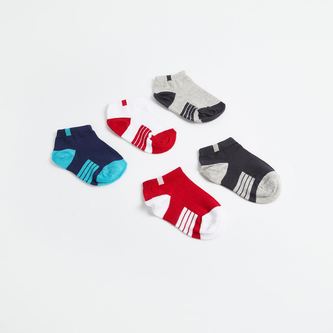 Juniors Striped Ankle Length Socks - Set of 5