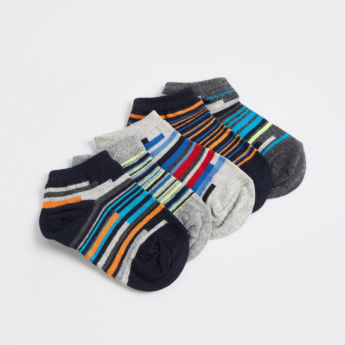 Juniors Striped Ankle Length Socks - Set of 5