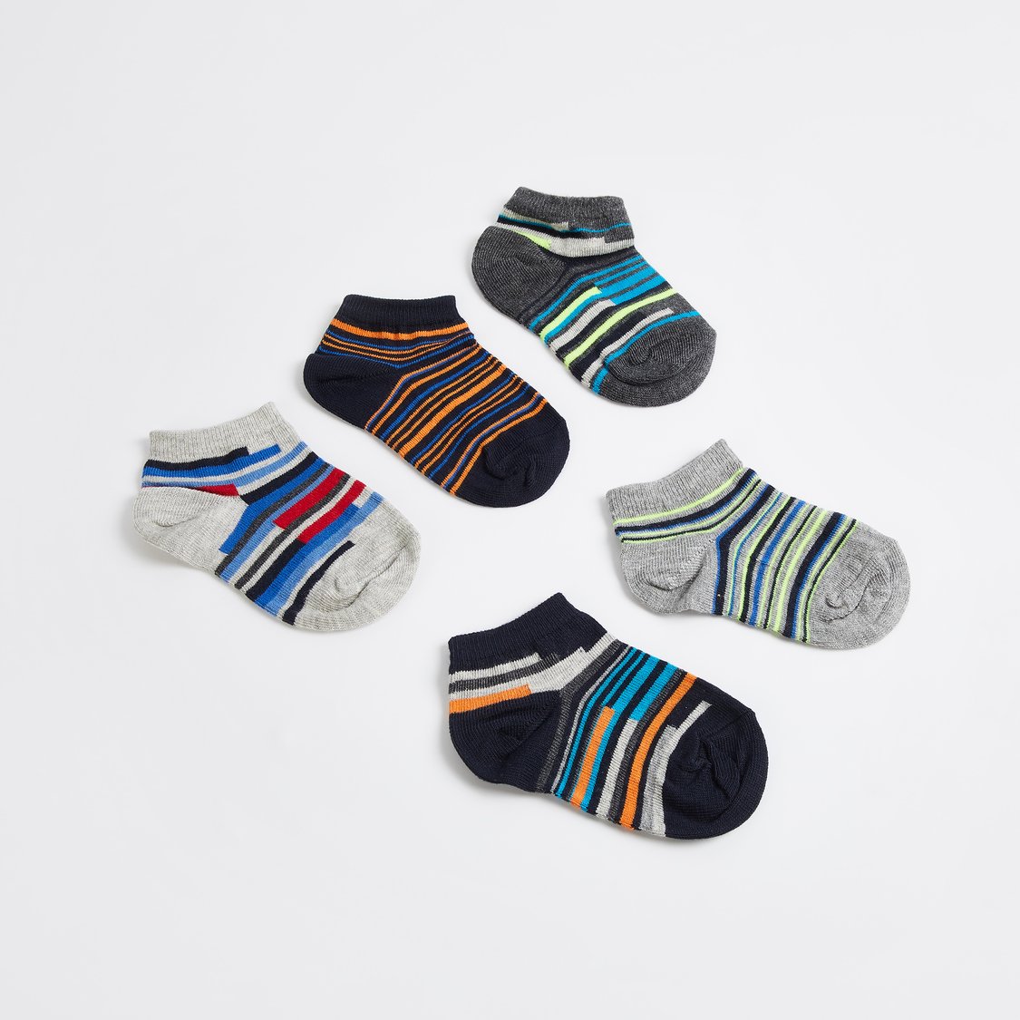 Juniors Striped Ankle Length Socks - Set of 5
