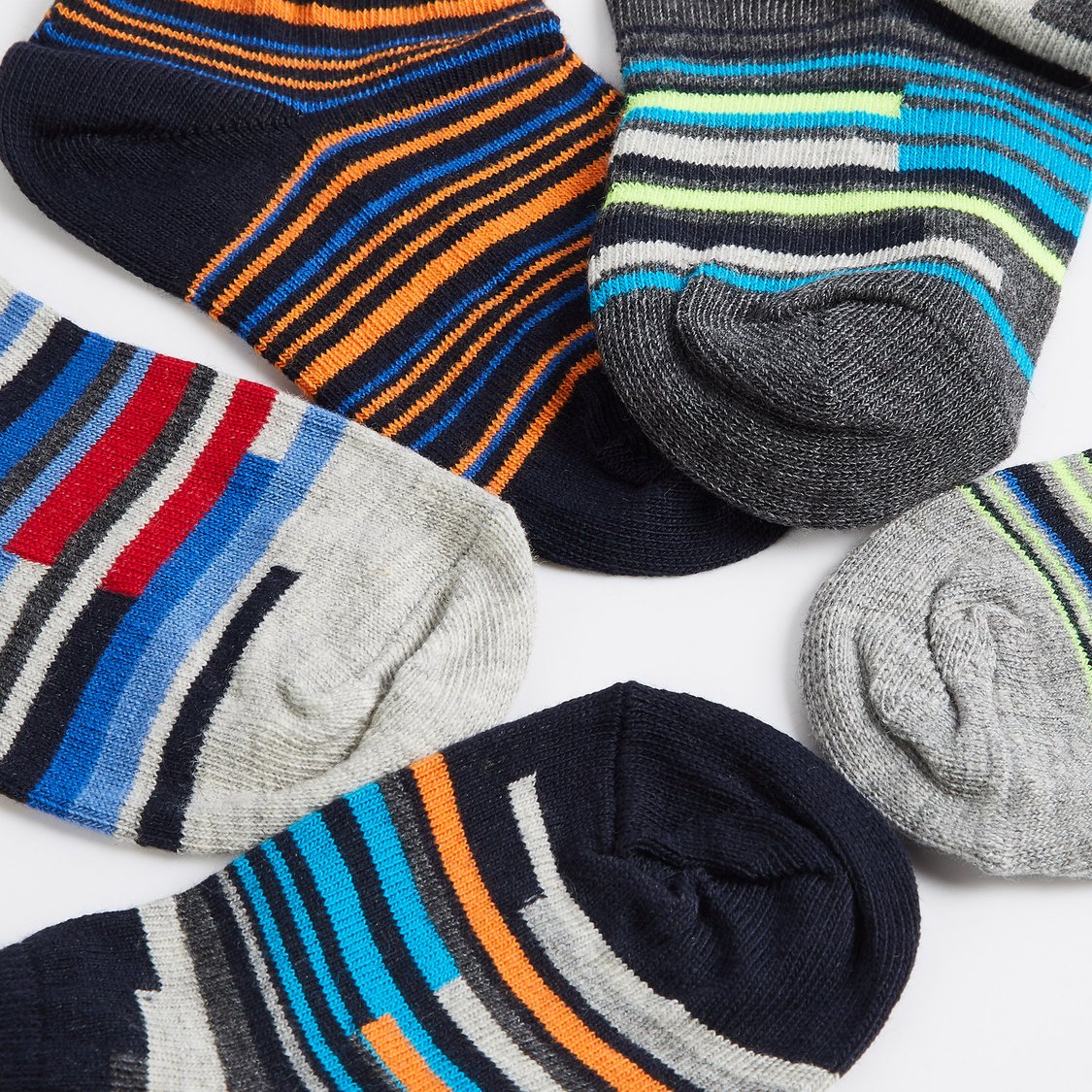 Juniors Striped Ankle Length Socks - Set of 5