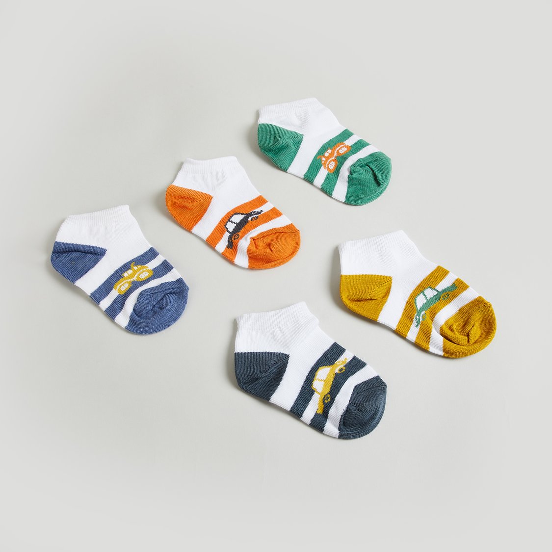 Juniors Printed Ankle Length Socks - Set of 5