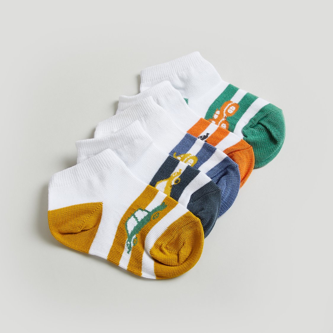 Juniors Printed Ankle Length Socks - Set of 5