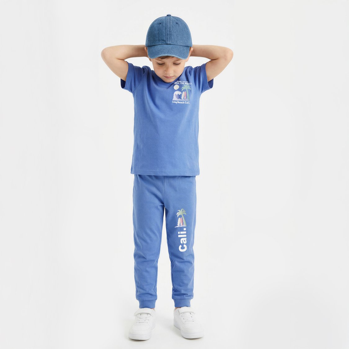 Juniors Beach Print T-shirt with Joggers Set