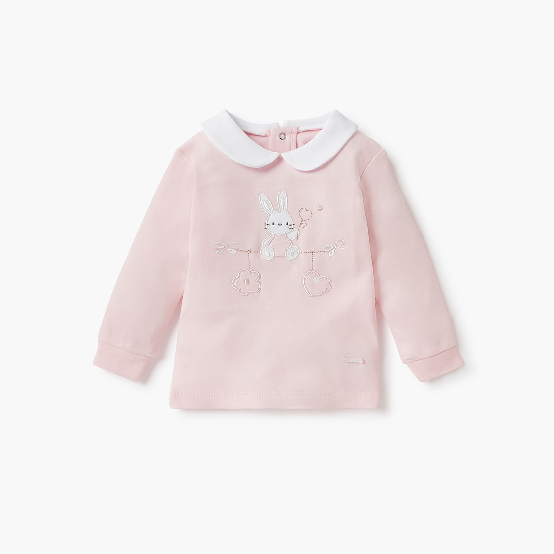 Giggles Bunny Applique T-shirt and Heart Print Pyjama Set