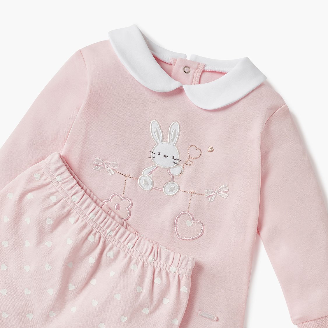 Giggles Bunny Applique T-shirt and Heart Print Pyjama Set