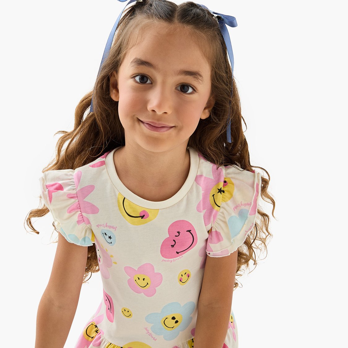 SmileyWorld All-Over Print Sleeveless Drop Waist Dress