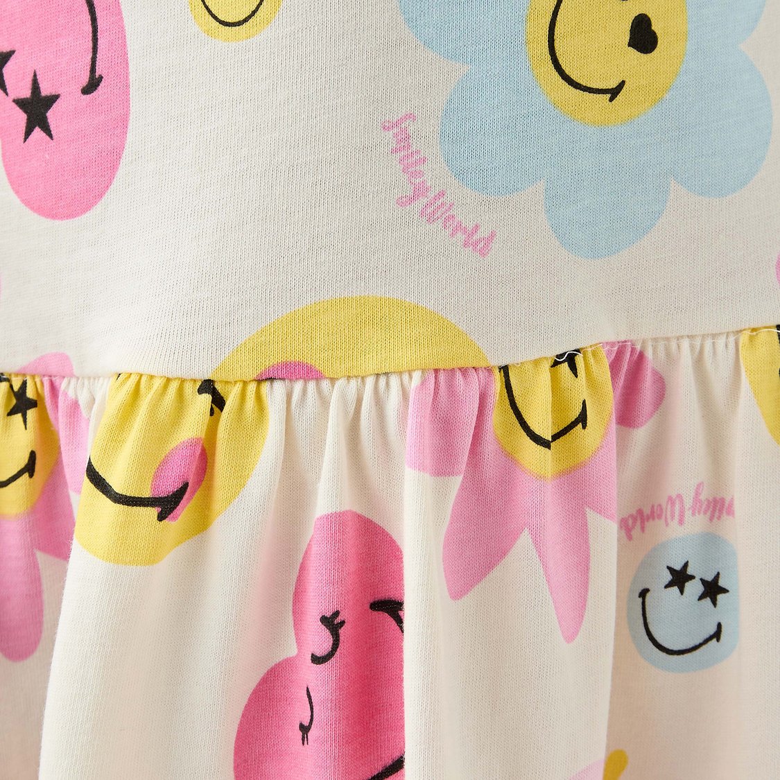 SmileyWorld All-Over Print Sleeveless Drop Waist Dress
