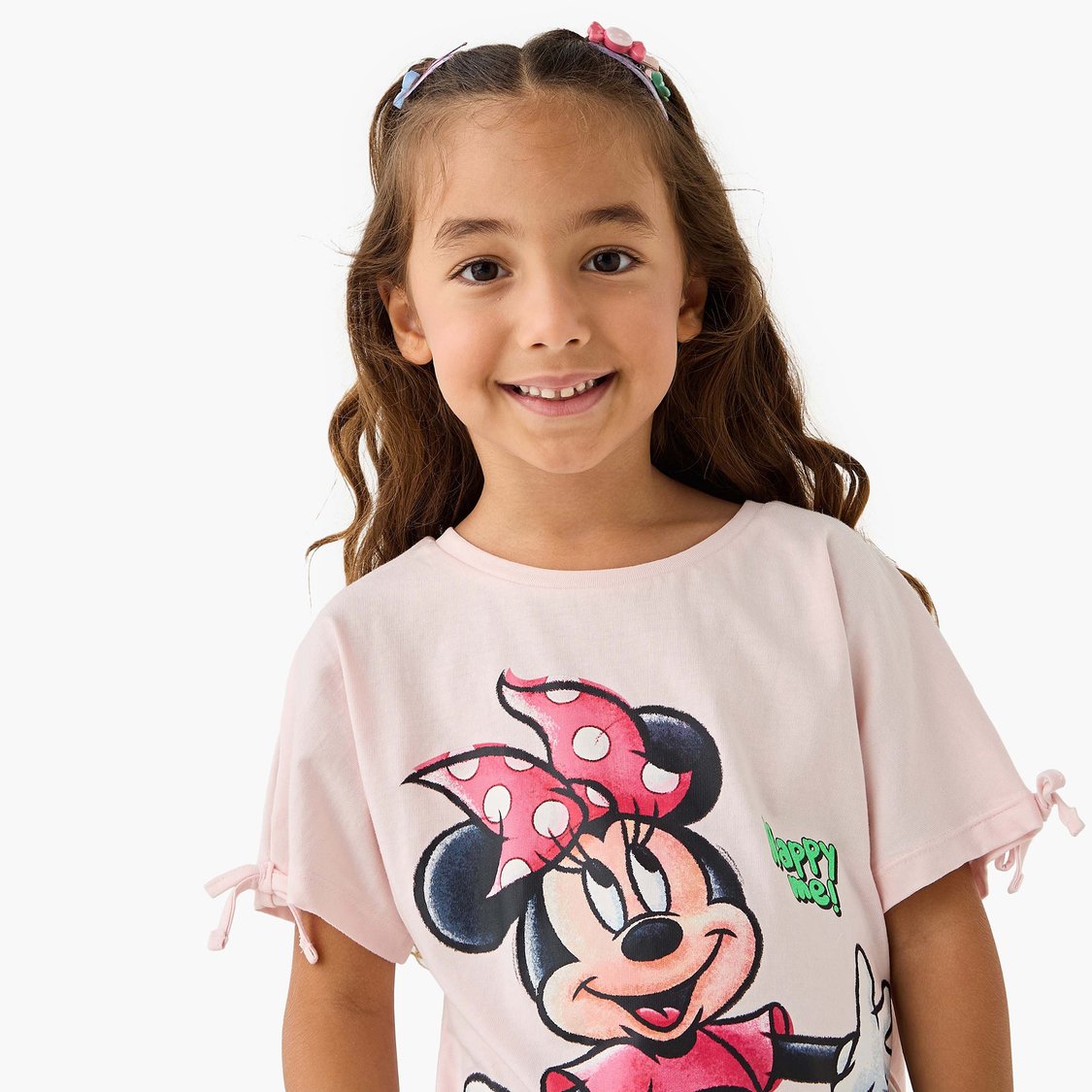 Juniors Minnie Mouse Print T-shirt with Round Neck - Set of 2