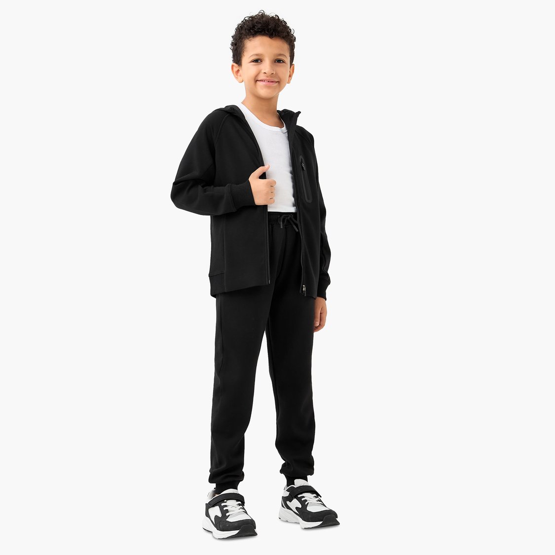 Juniors Solid Hoodie and Joggers Set