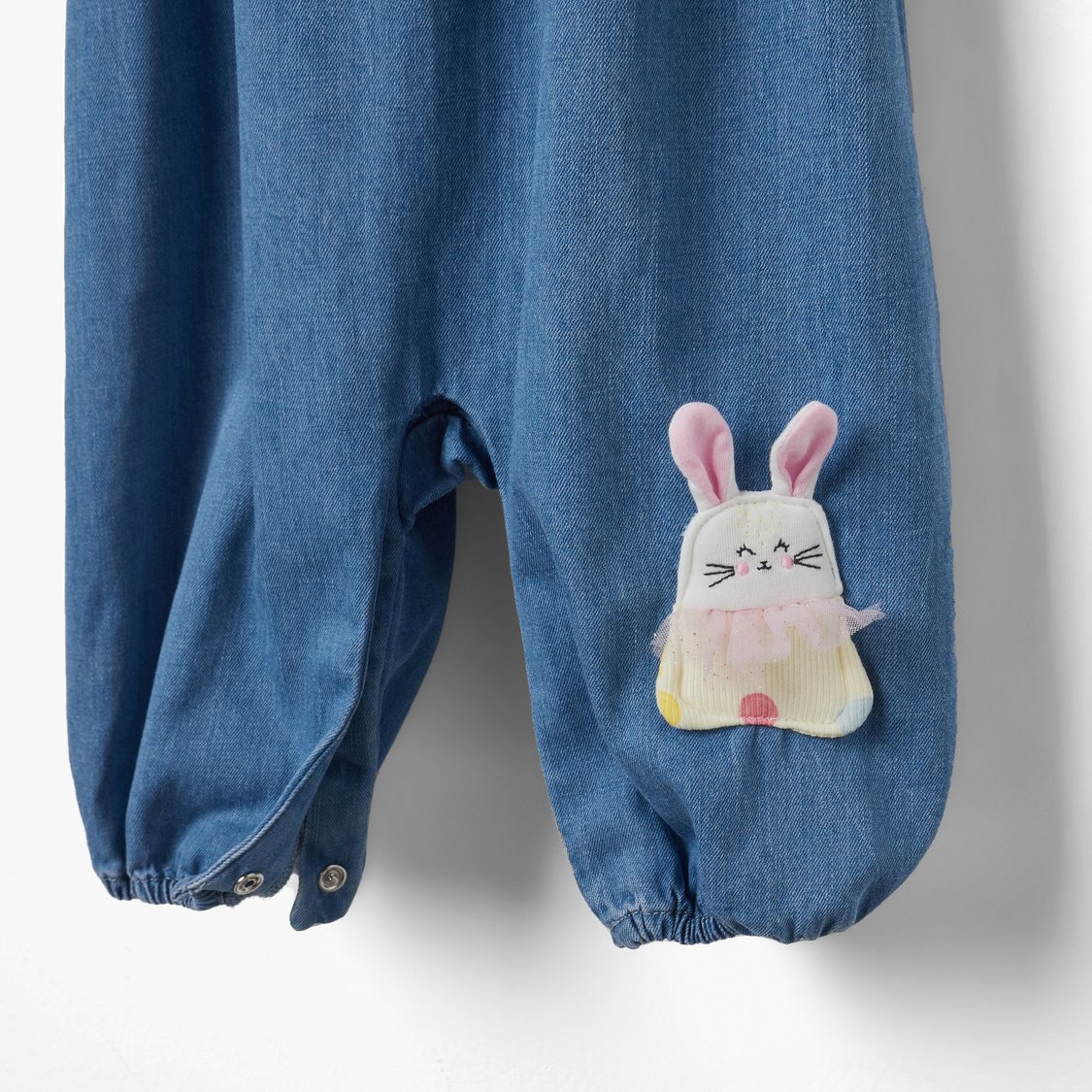 Juniors Bunny Applique Dungaree and T-shirt Set