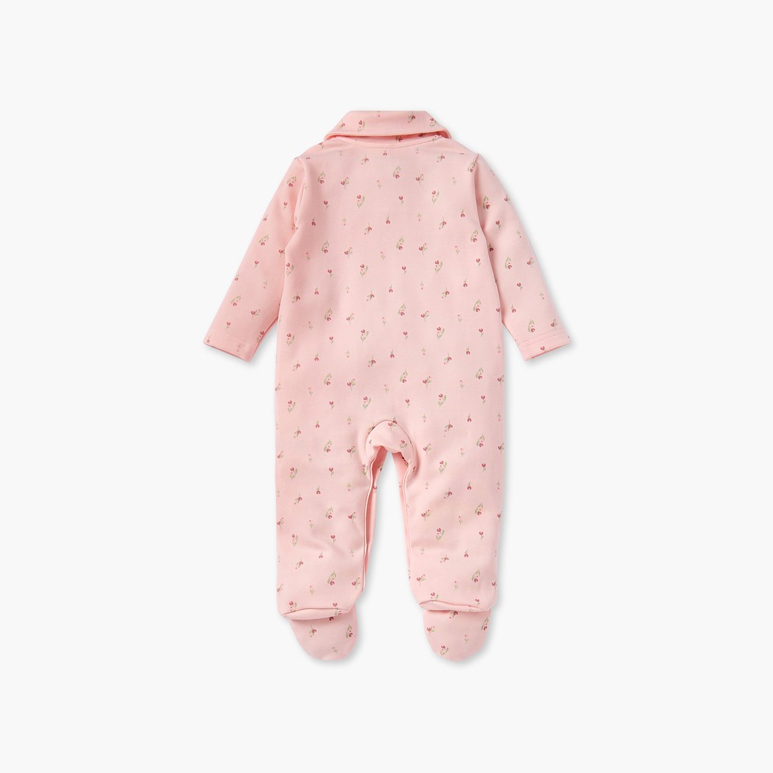 Juniors Floral Print Sleepsuit with Collar and Button Closure