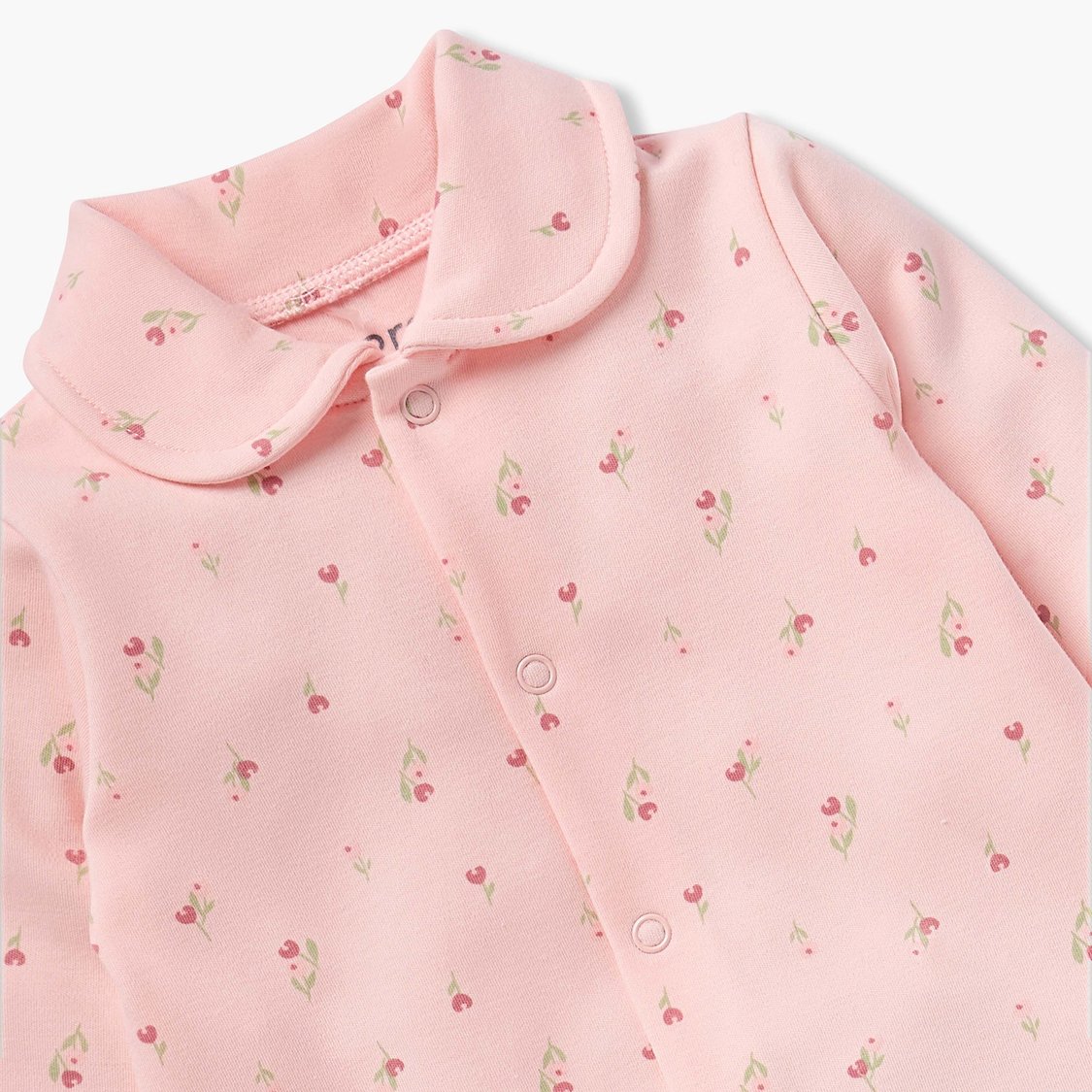 Juniors Floral Print Sleepsuit with Collar and Button Closure