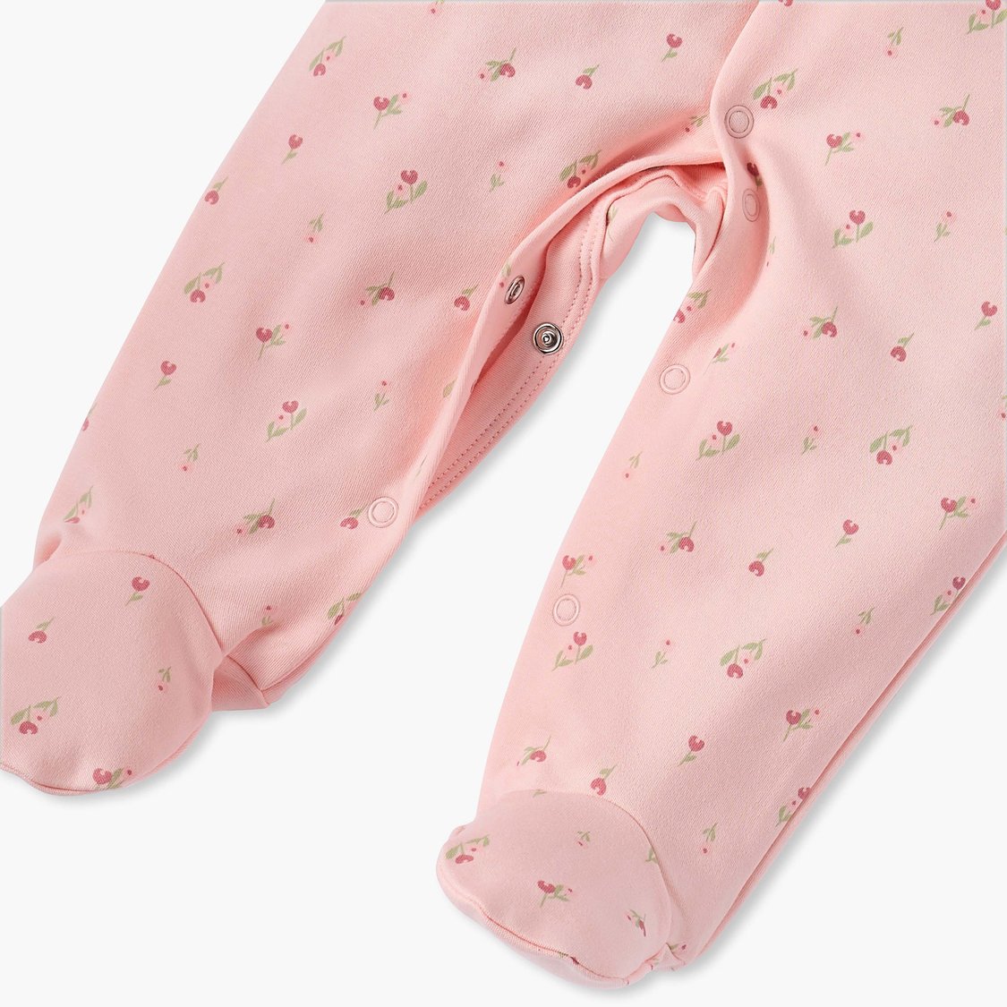 Juniors Floral Print Sleepsuit with Collar and Button Closure