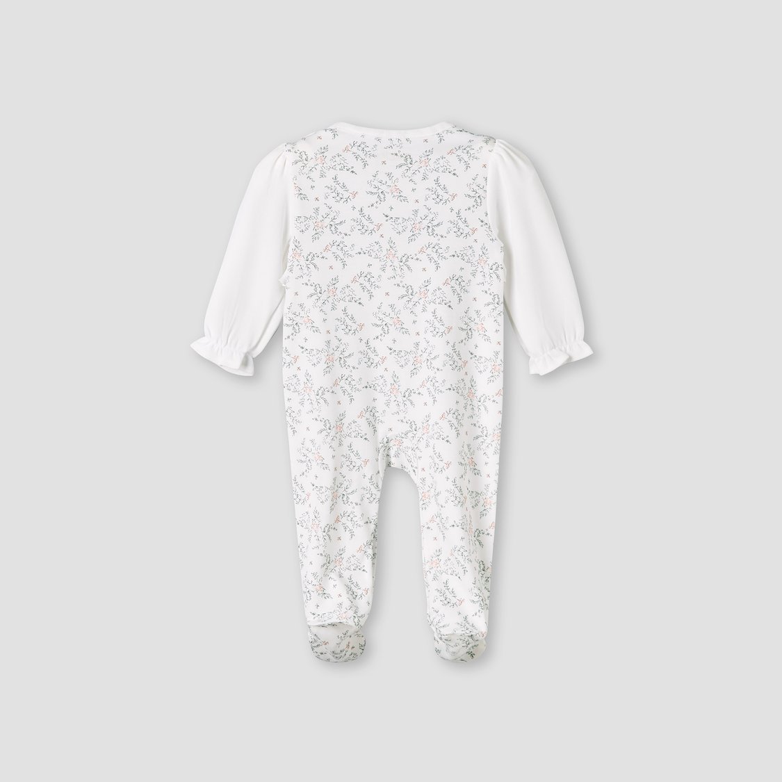 Giggles Floral Embroidered Long Sleeves Sleepsuit