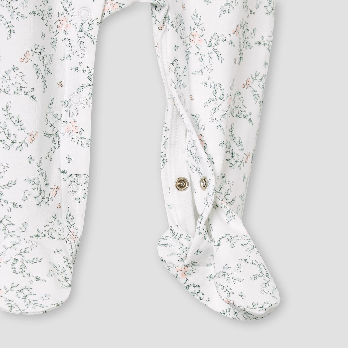 Giggles Floral Embroidered Long Sleeves Sleepsuit