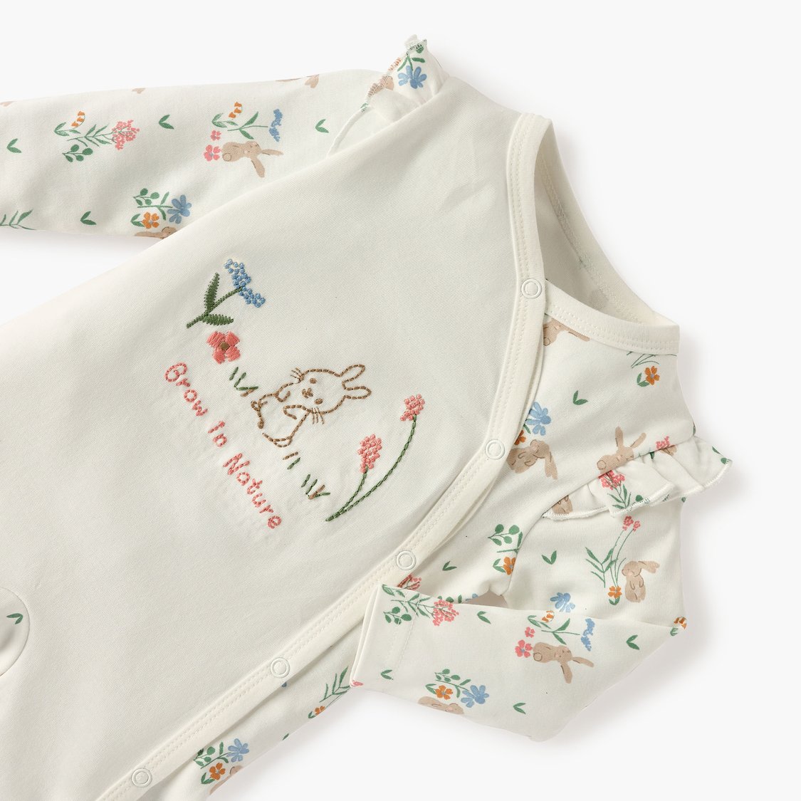 Juniors Embroidered Sleepsuit with Button Closure