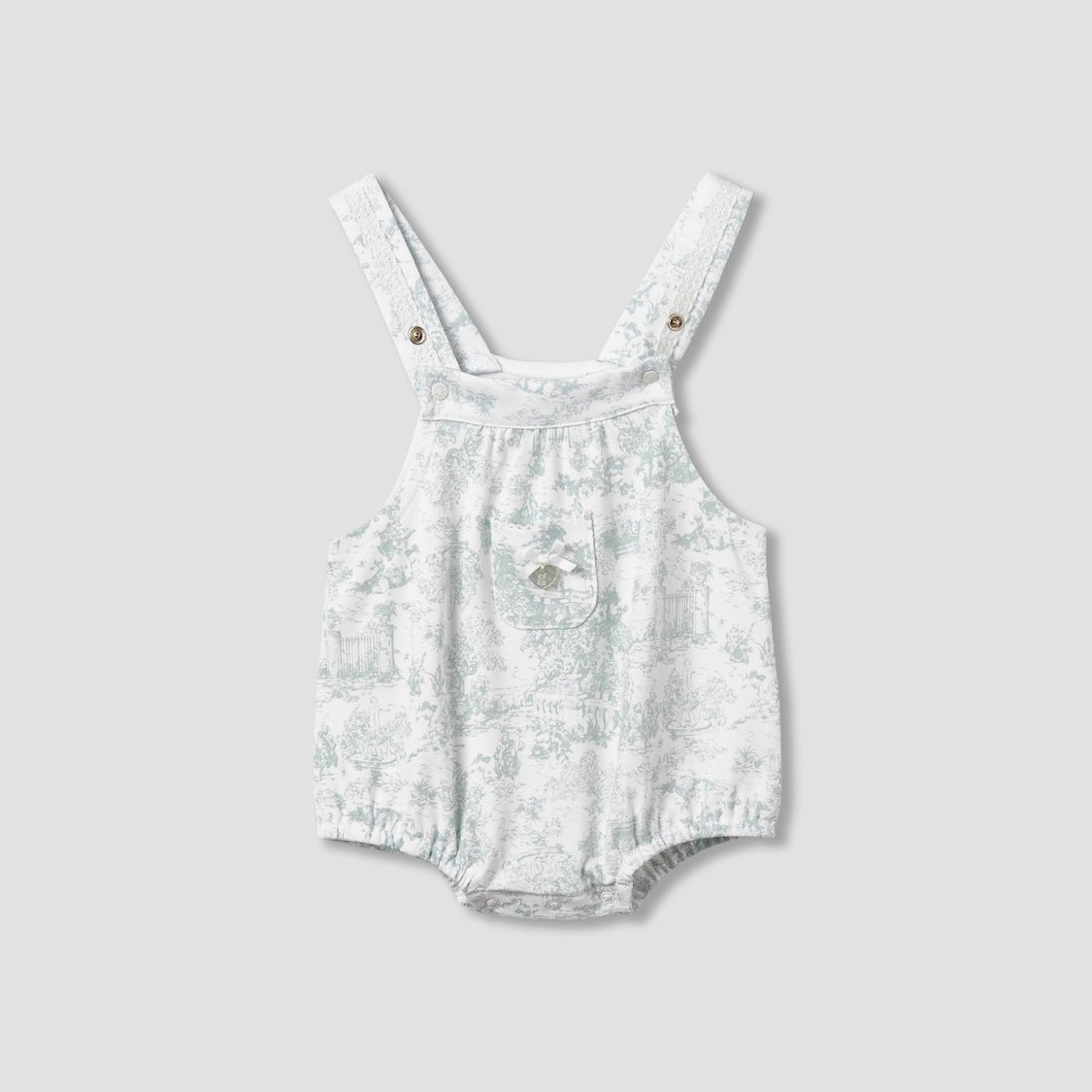 Giggles Floral Print Short Sleeves T-shirt and Dungaree Set