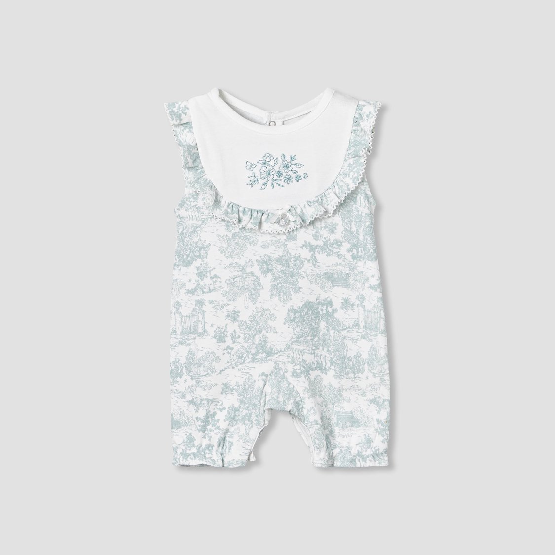 Giggles Floral Embroidered Sleeveless Romper