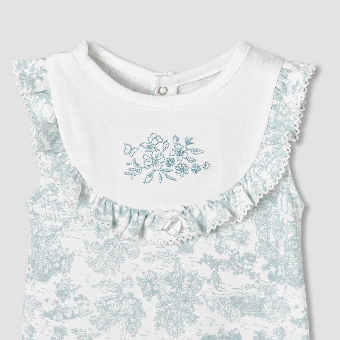 Giggles Floral Embroidered Sleeveless Romper