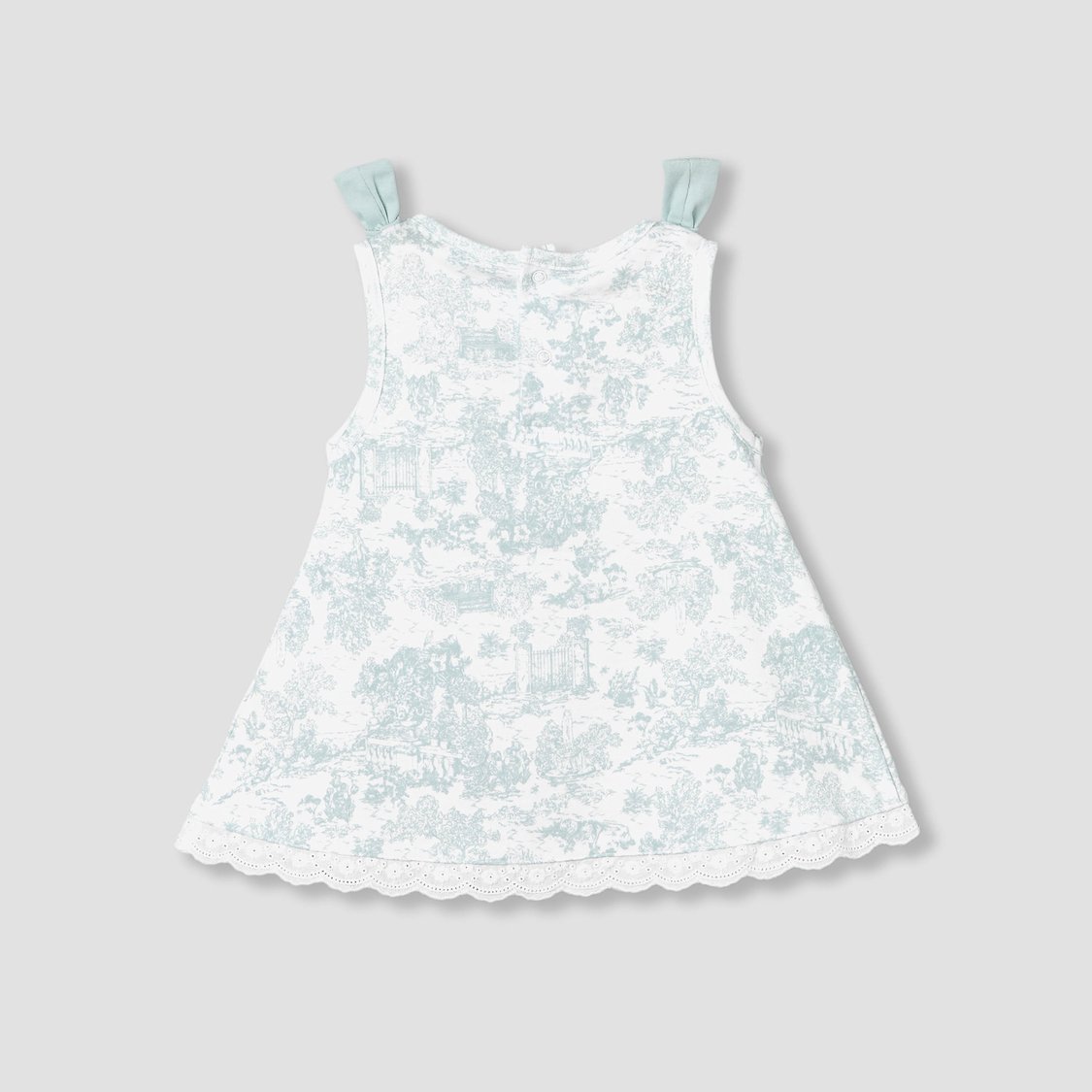 Giggles Printed A-line Dress with Bow Applique