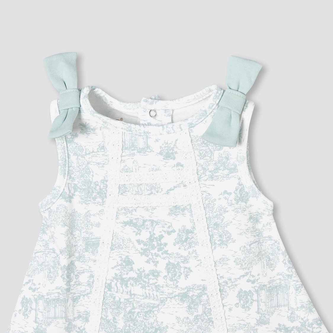 Giggles Printed A-line Dress with Bow Applique