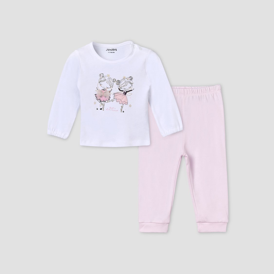 Juniors Printed T-shirt with Pyjamas Set