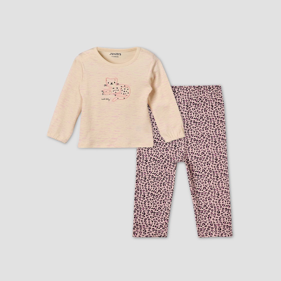 Juniors Printed T-shirt with Pyjamas Set