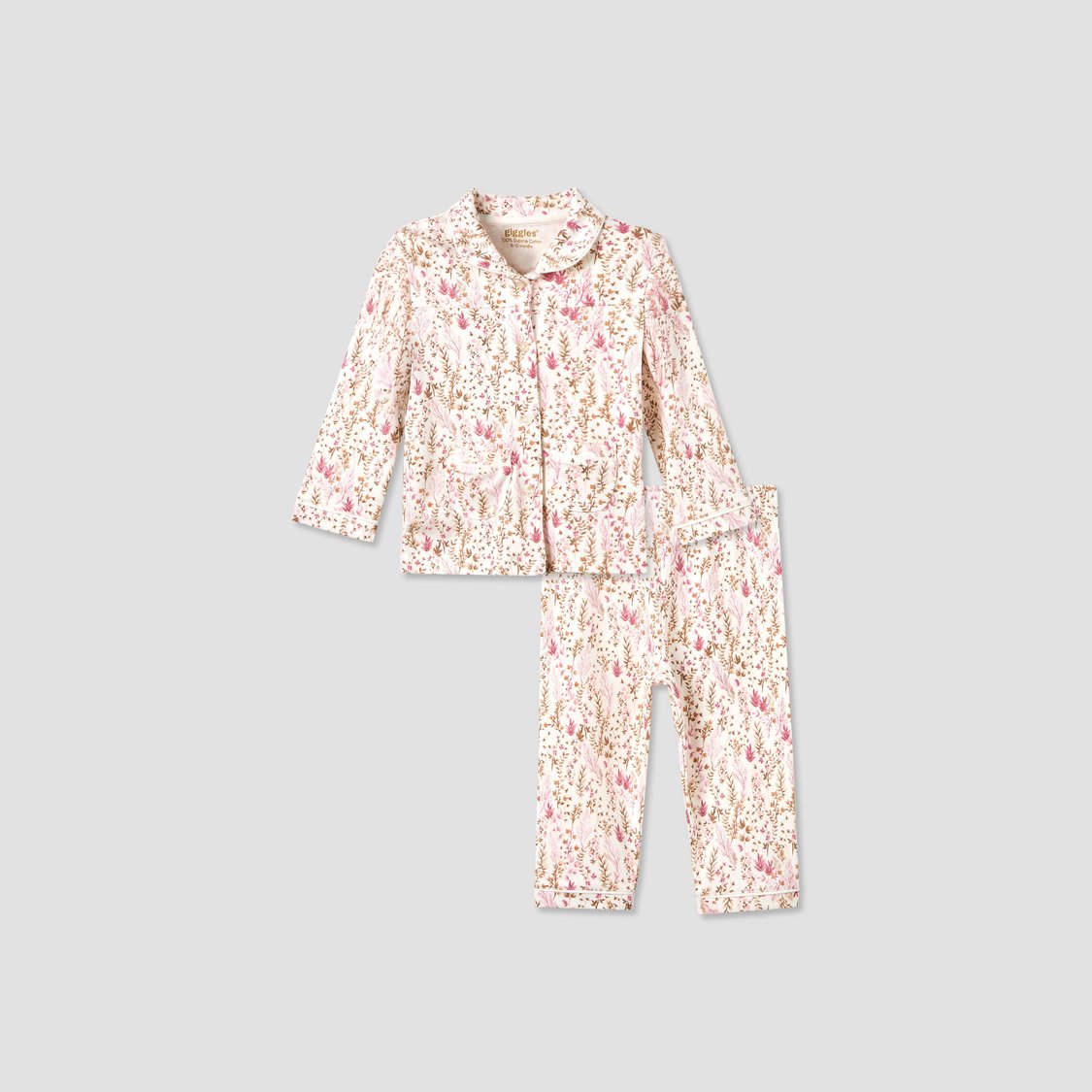 Giggles Floral Print Shirt with Pyjamas Set