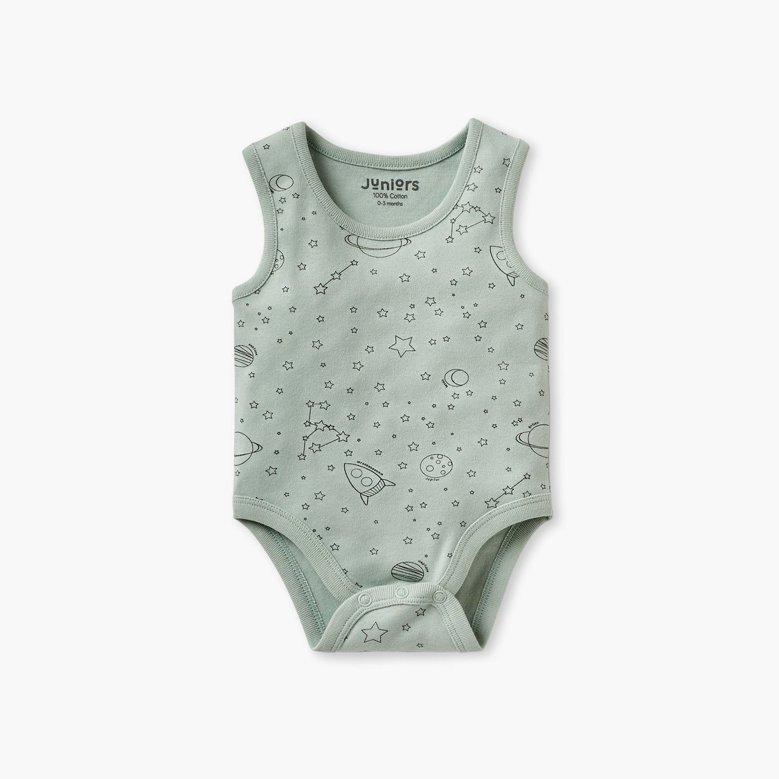 Juniors Space Print Sleeveless Bodysuit - Set of 3