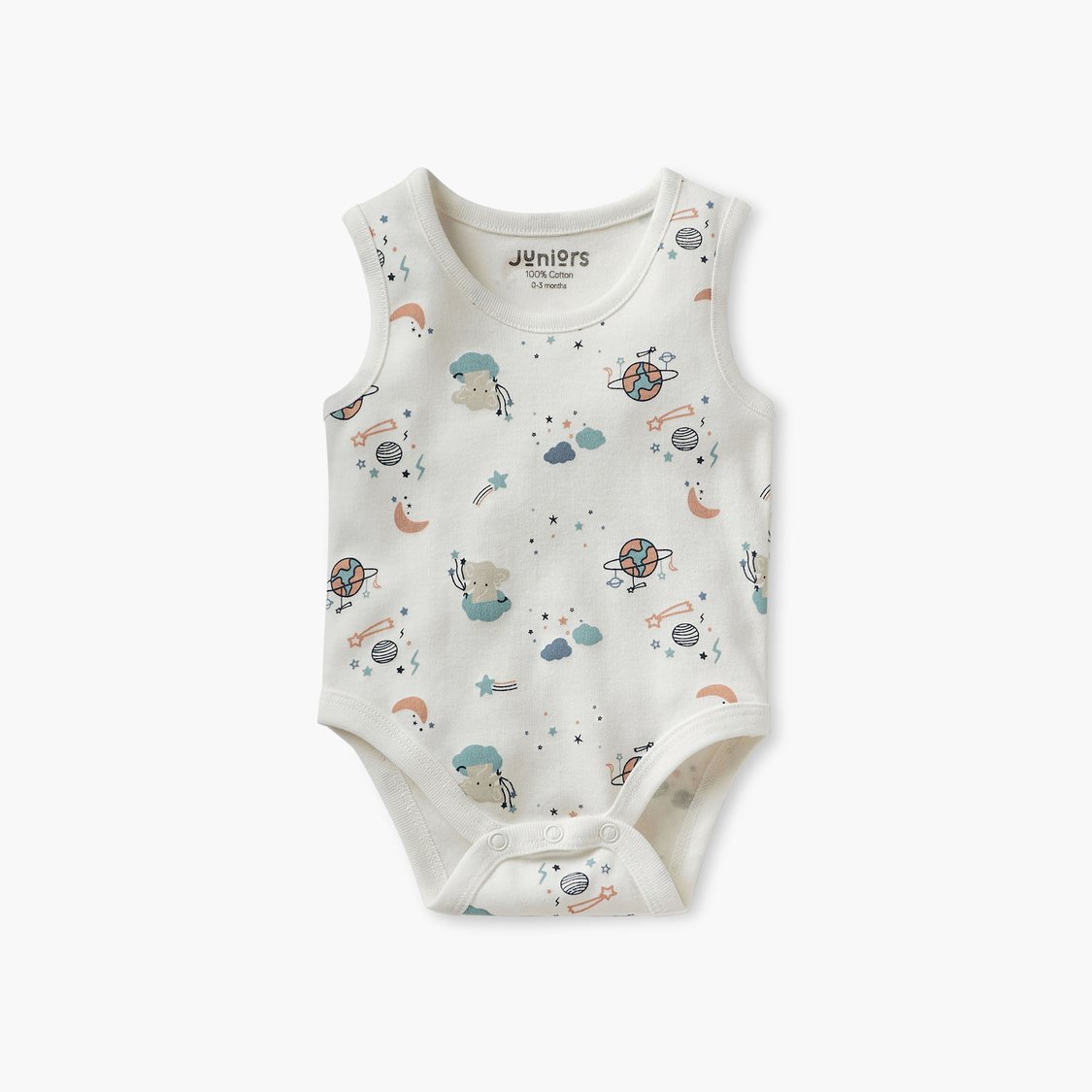 Juniors Space Print Sleeveless Bodysuit - Set of 3