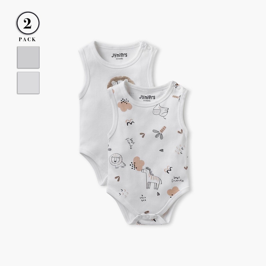 Juniors Assorted Sleeveless Bodysuit with Button Closure Set of