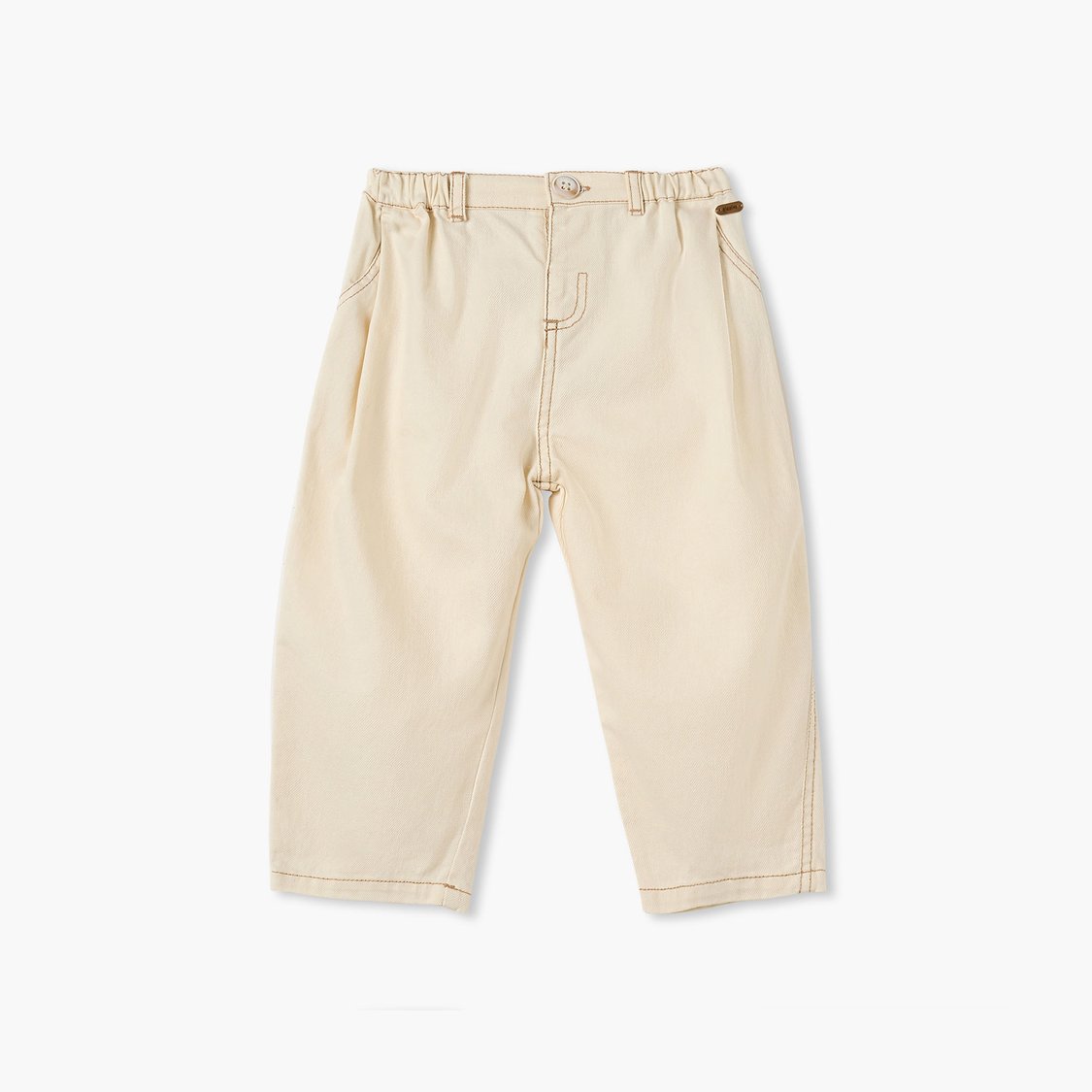 Giggles Textured Trousers with Button Closure and Pockets