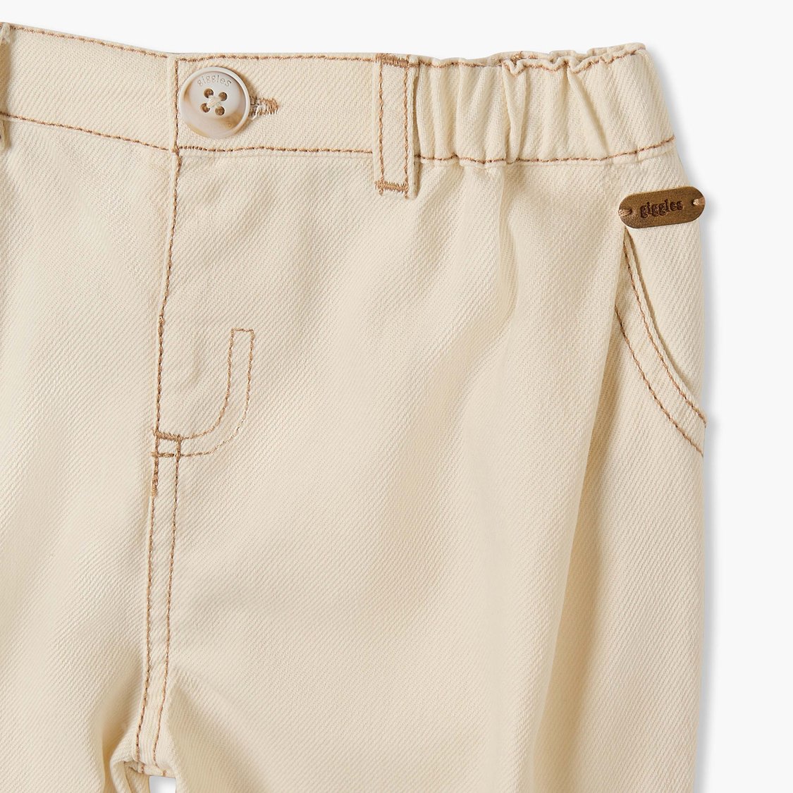 Giggles Textured Trousers with Button Closure and Pockets