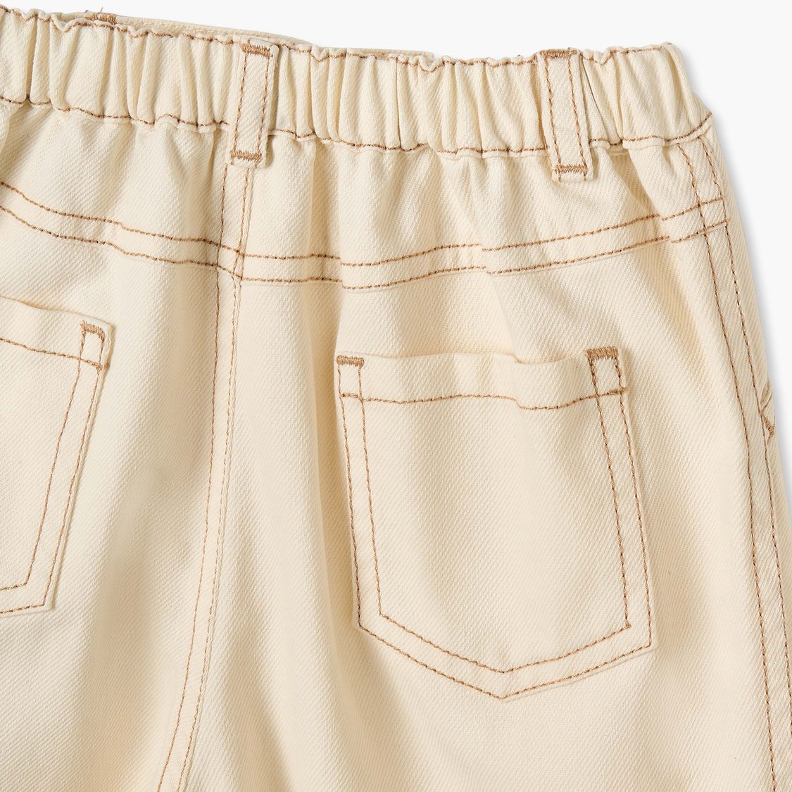 Giggles Textured Trousers with Button Closure and Pockets