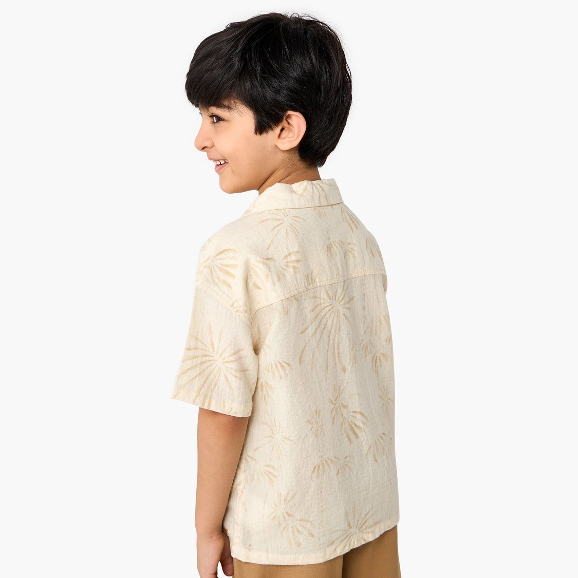 Juniors All-Over Print Shirt with Camp Collar