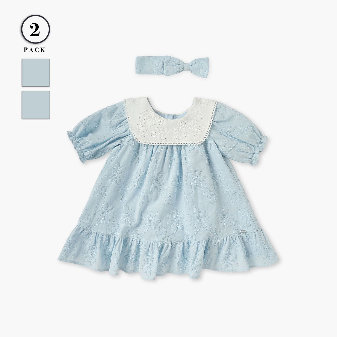 Giggles Embroidered Dress with Headband