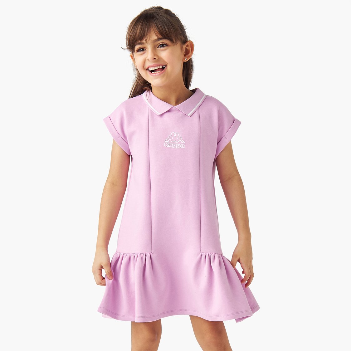 Kappa Logo Print Polo Dress with Short Sleeves