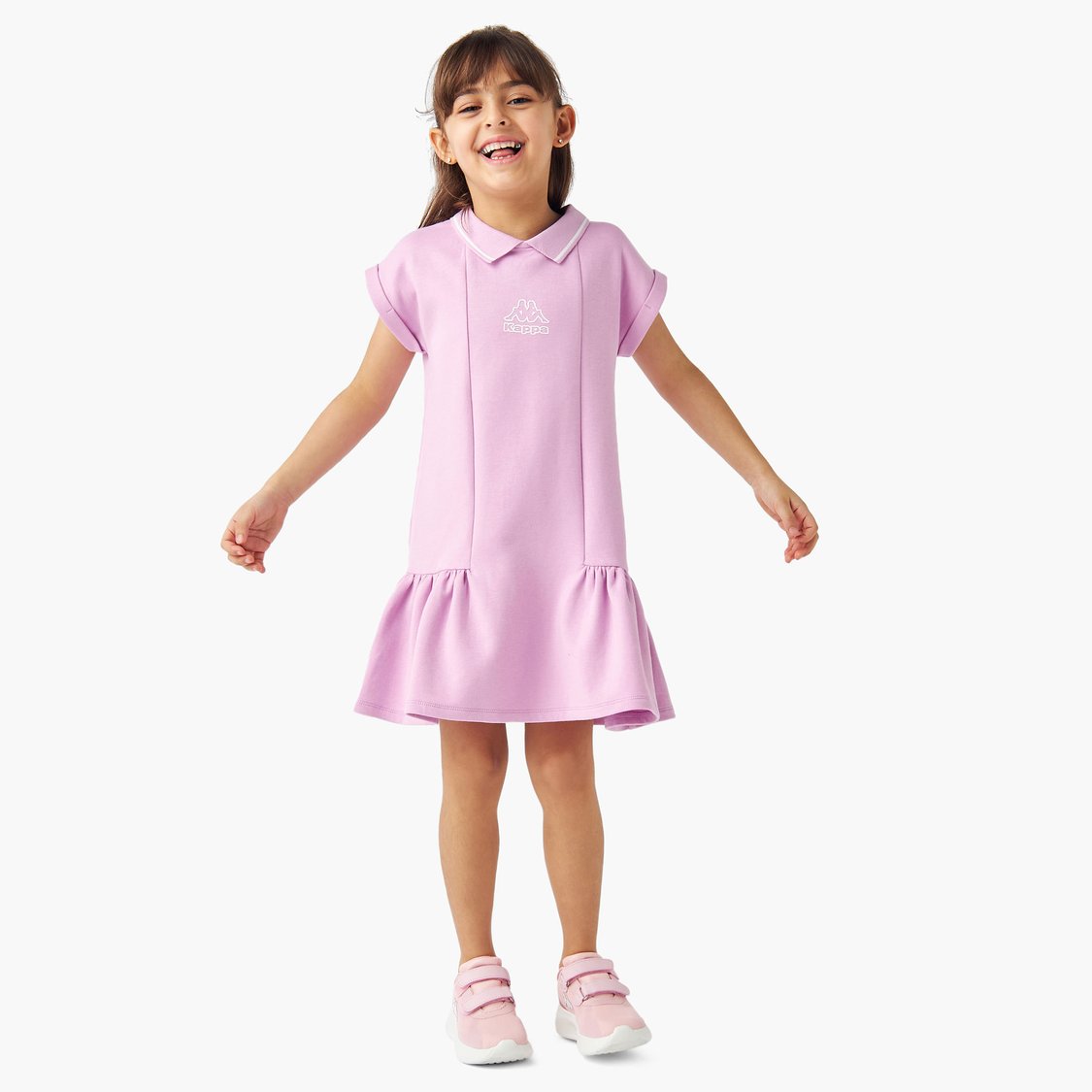 Kappa Logo Print Polo Dress with Short Sleeves