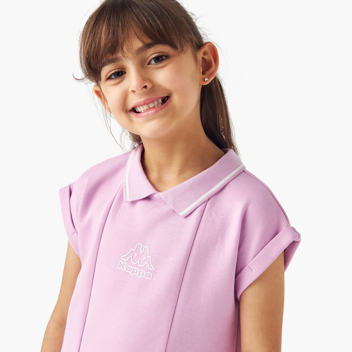 Kappa Logo Print Polo Dress with Short Sleeves