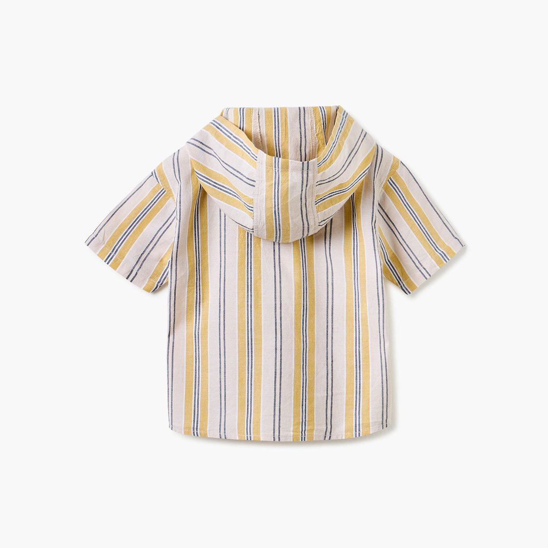 Giggles Striped Shirt with Hood and Short Sleeves