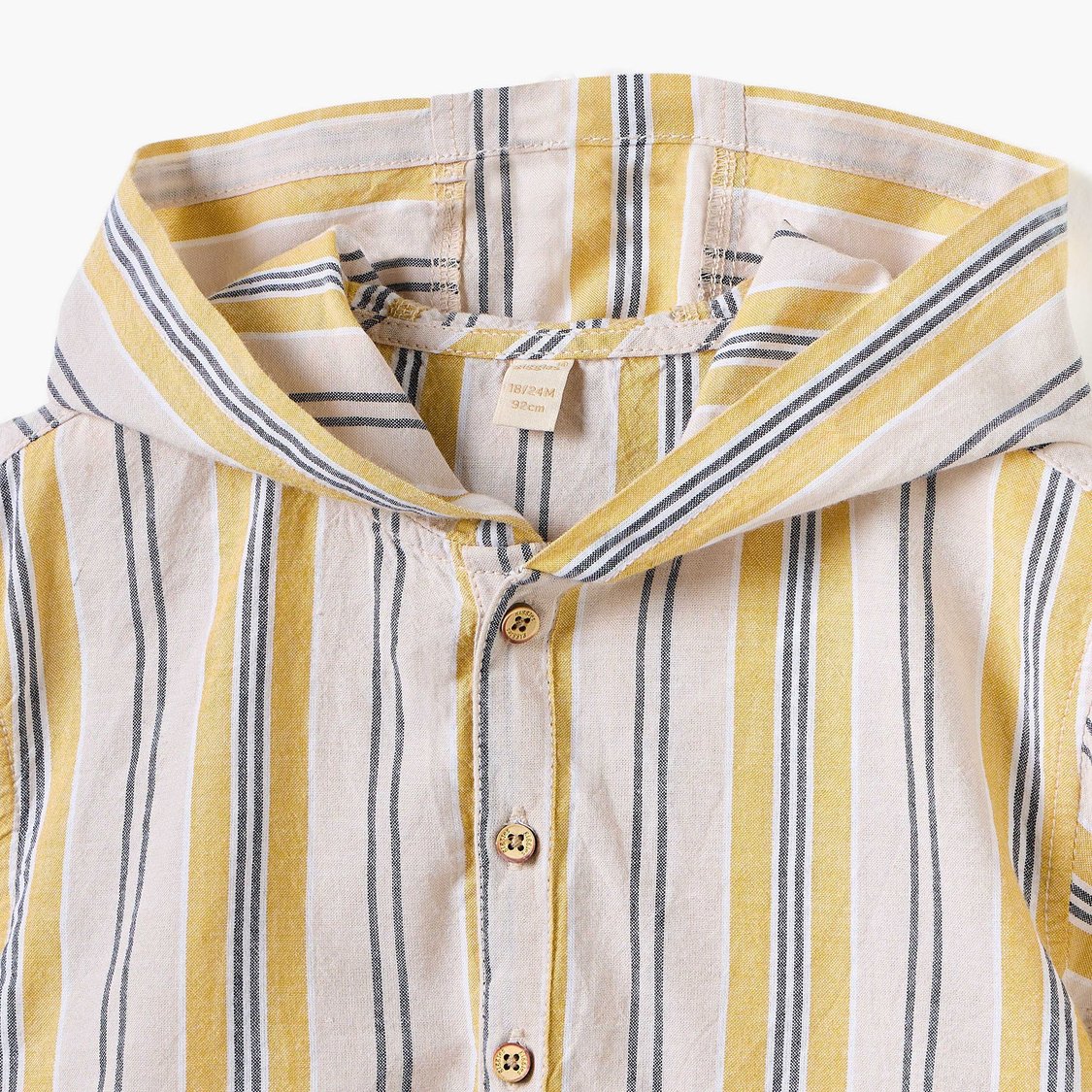 Giggles Striped Shirt with Hood and Short Sleeves