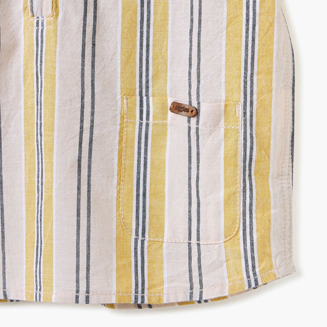 Giggles Striped Shirt with Hood and Short Sleeves