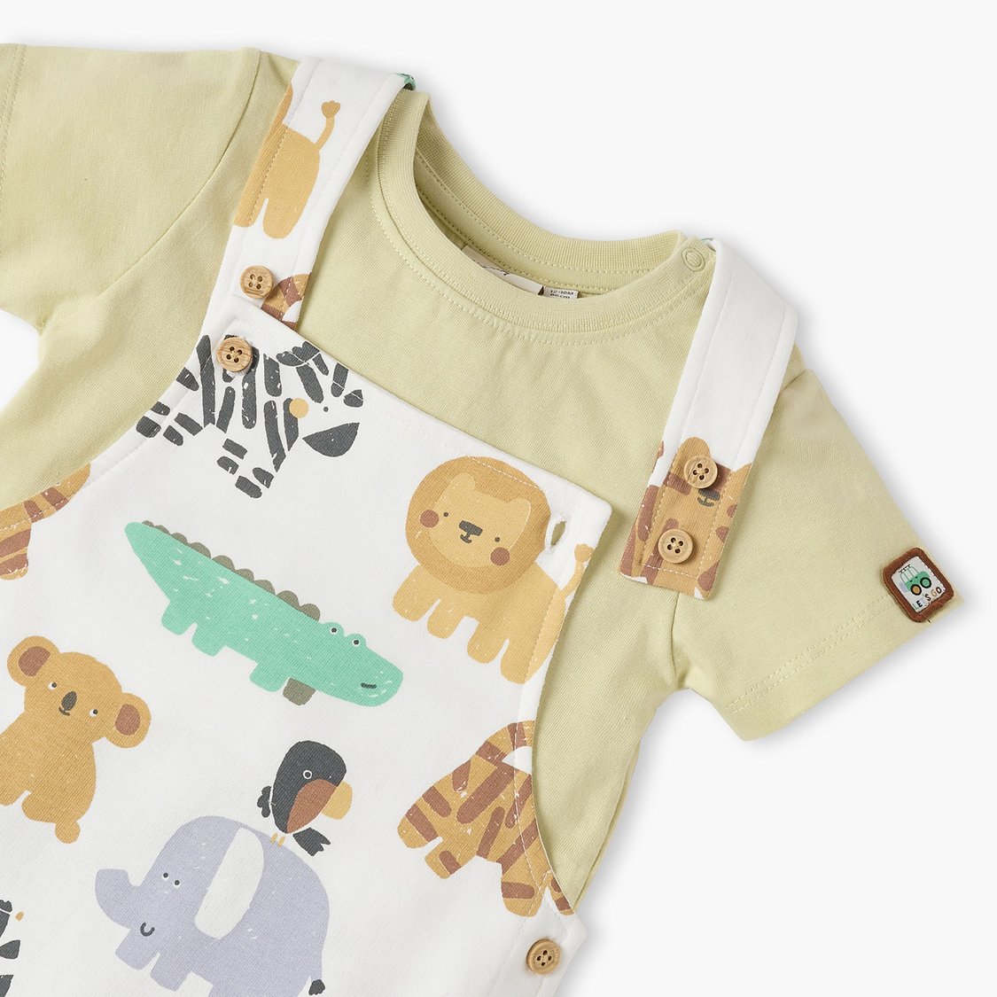 Juniors Animal Print Dungaree and T-shirt Set