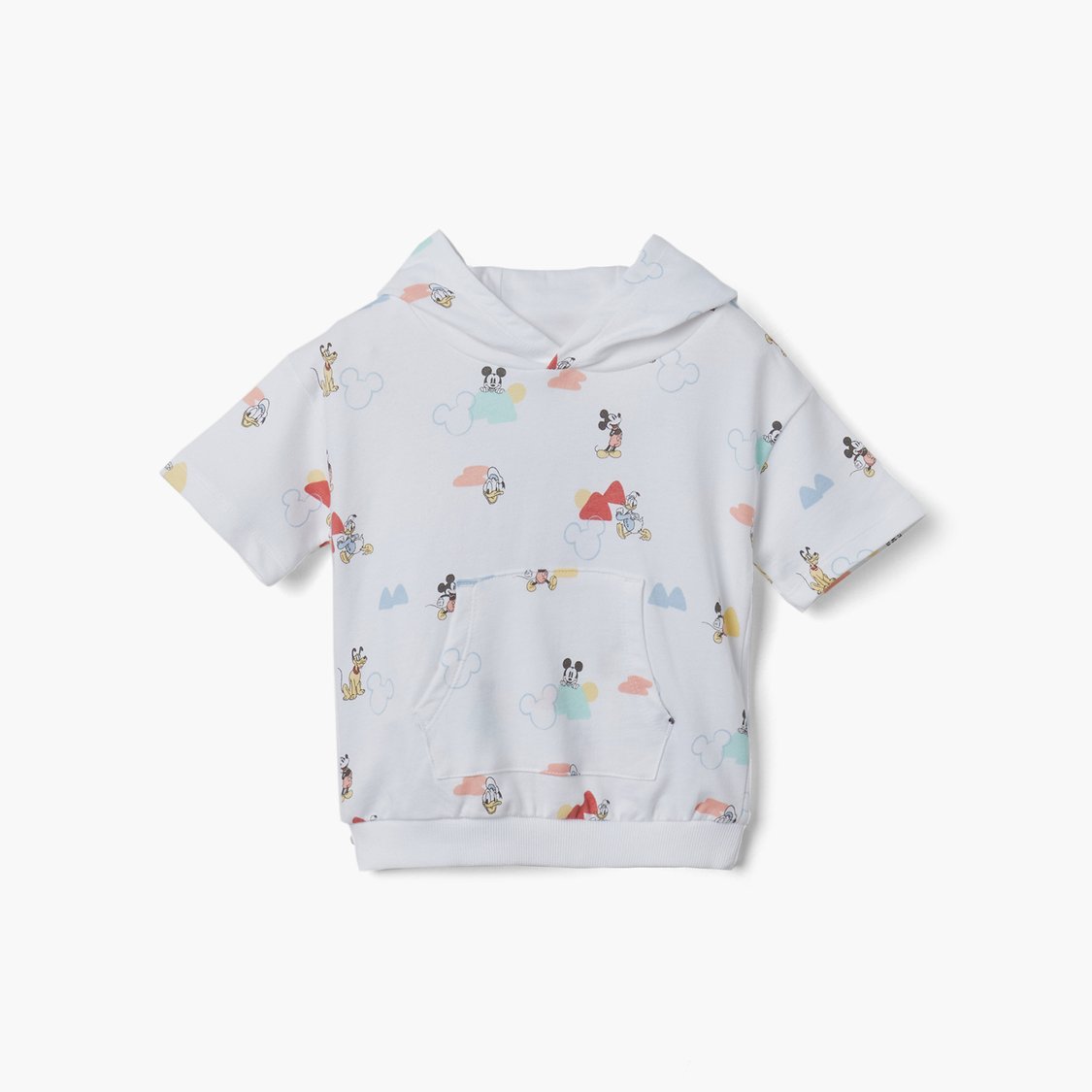 Disney Mickey Mouse and Donald Duck Print Hoodie and Shorts Set