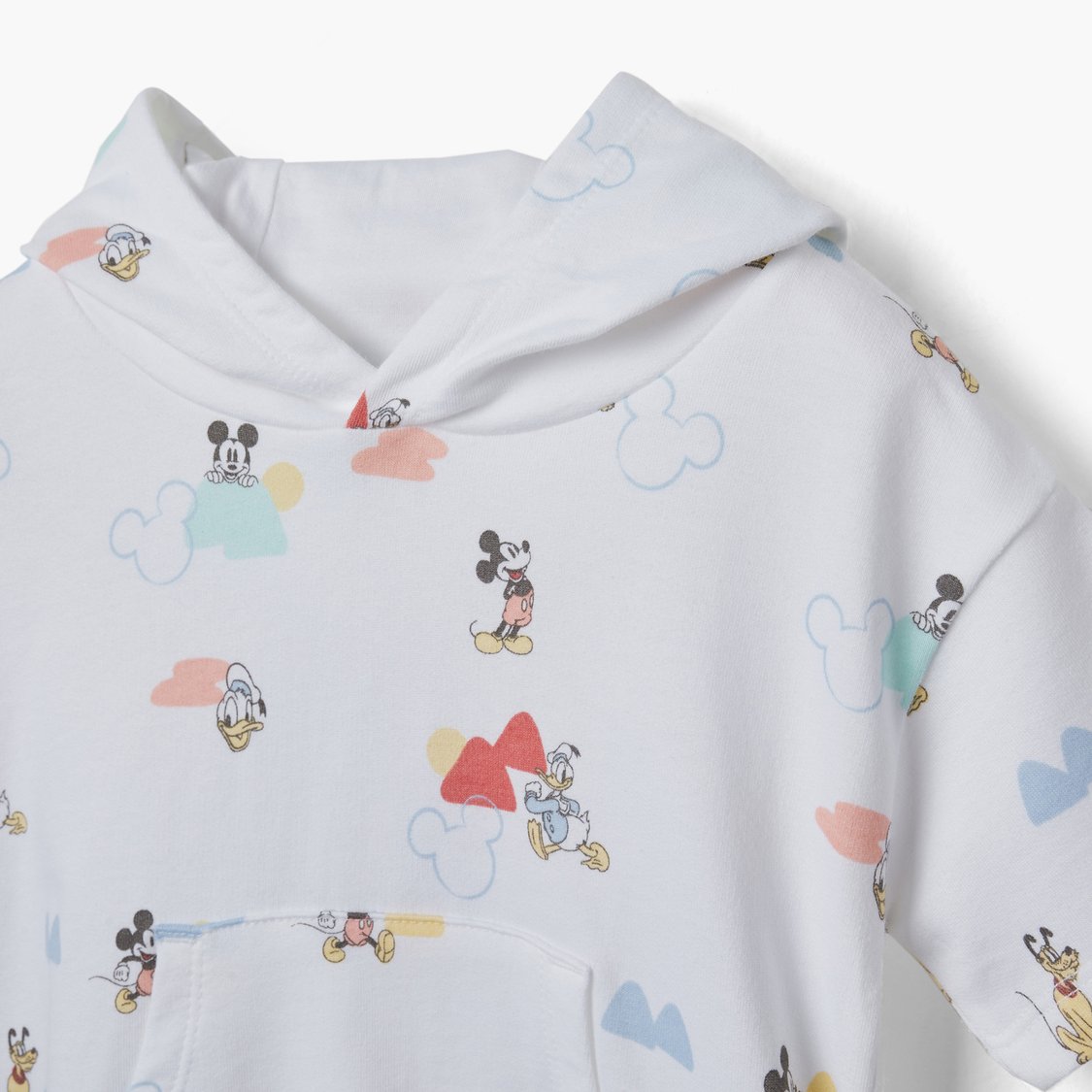 Disney Mickey Mouse and Donald Duck Print Hoodie and Shorts Set