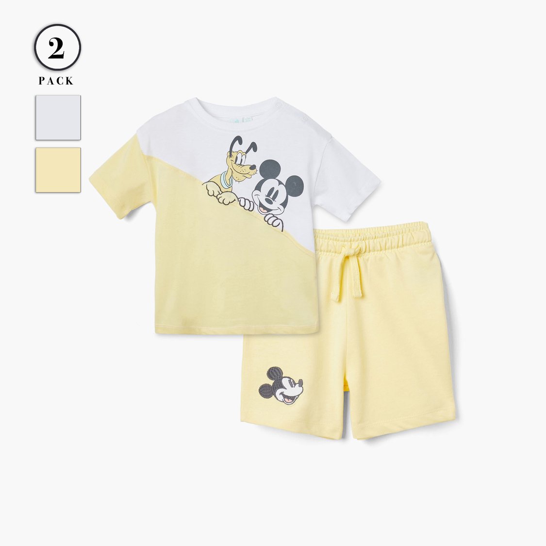Disney Mickey Mouse and Pluto Print T-shirt and Shorts Set