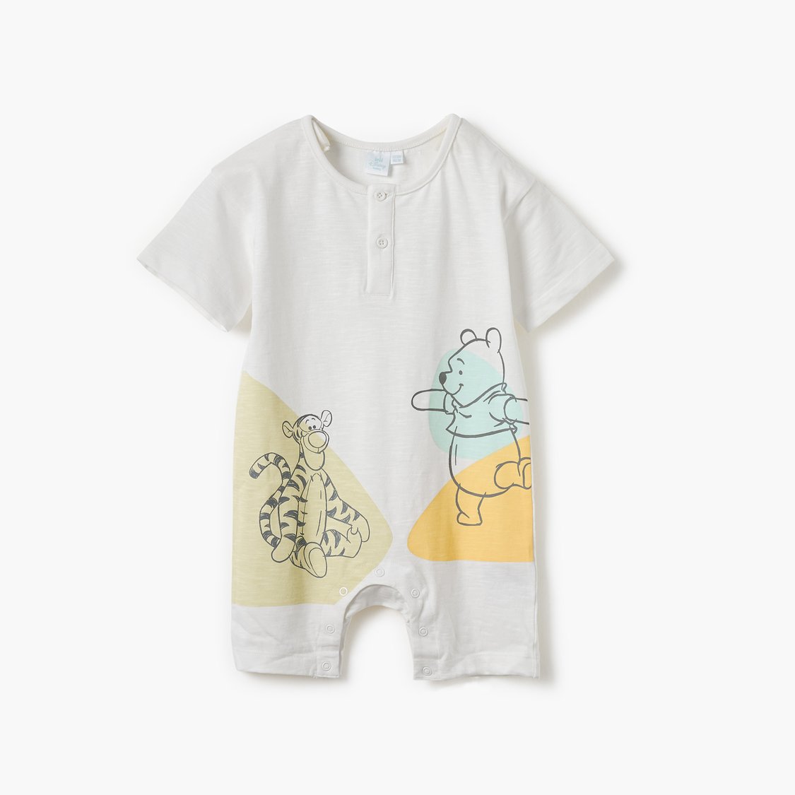 Winnie the Pooh Print Romper with Snap Button Closure - Set of 2