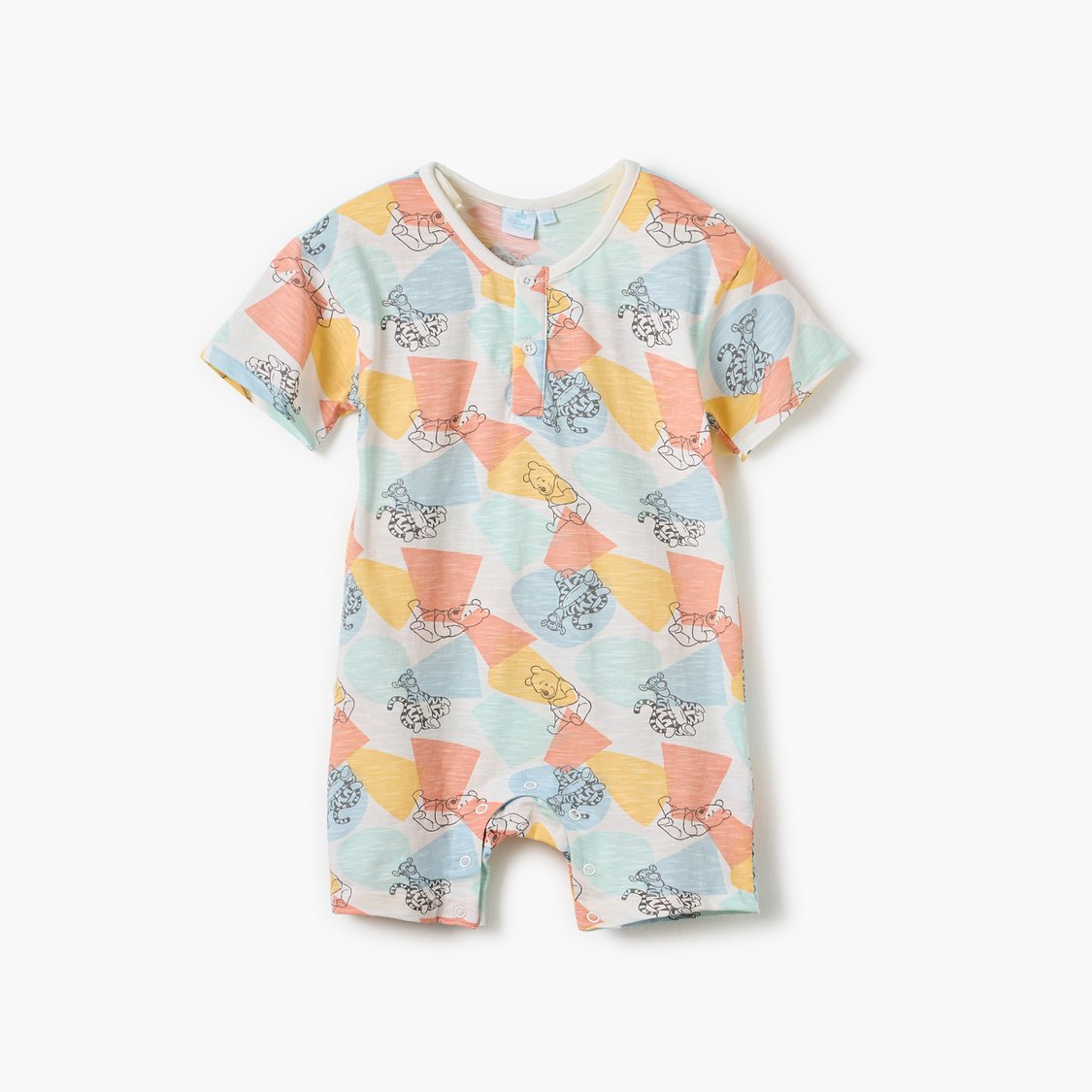 Winnie the Pooh Print Romper with Snap Button Closure - Set of 2