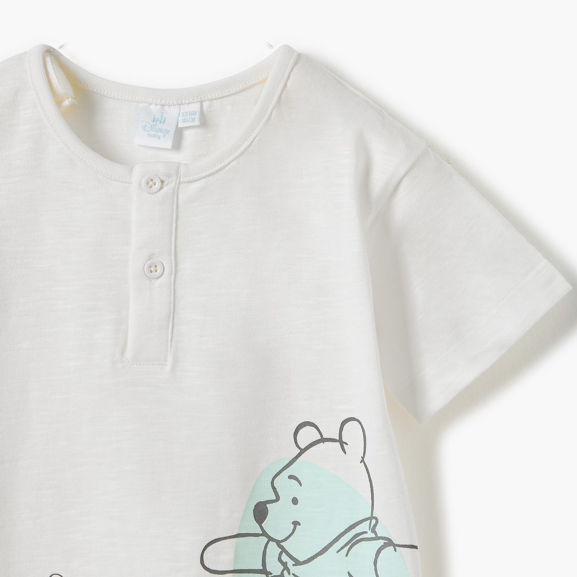 Winnie the Pooh Print Romper with Snap Button Closure - Set of 2